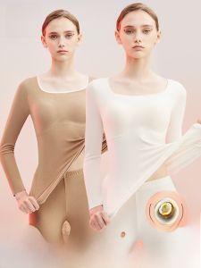 MiiOW | Warm Underwear Top For Women Coconut Oil Moisturizing Base Layer Shirt Youth Style Simple Design Comfortable Fabric Blend