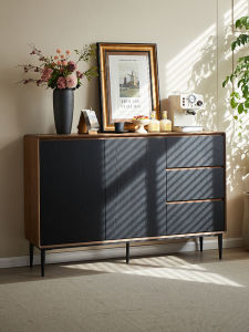Scandinavian Modern Minimalist Sideboard Chest of Drawers Wall Tea Cabinet Kitchen Living Room Furniture Black Walnut Color Storage Cabinet