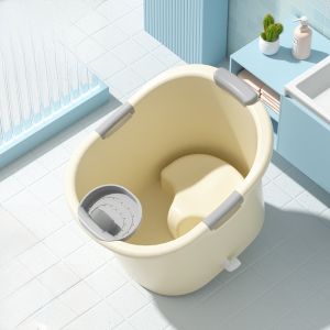 ท่อระบายน้ำเด็ก Jebebaby สำหรับเด็ก เครื่องอาบน้ำแบบนั่งได้ ทนทานต่อการใช้งานในบ้าน ขนาดใหญ่ สีสันสดใส พลาสติก