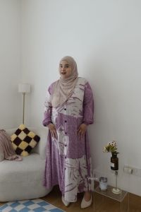 GAMIS TWILL RAYON CANDI MEKAR GAMIS BATIK CAP PEKALONGAN JUMBO