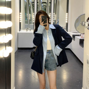 พลัสไซส์ ฤดูใบไม้ผลิ แฟชั่นสตรีทสไตล์ใหม่ ชุดสูท ผู้หญิง ดีไซน์ ผู้ชมขนาดเล็ก Sensation พรางหุ่น คุณภาพตะวันตก เสื้อโค้ท เสื้อท่อนบน