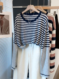 JIANDIYA | Striped Round Neck Loose Casual Knitwear Thin