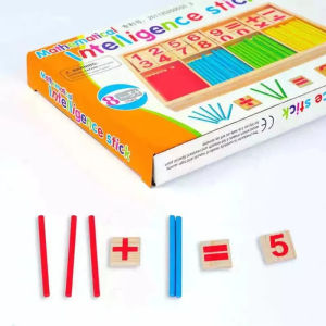 Wooden Counting Sticks Math Toys Early Learning Box with Numbers and Operators for Kids Arithmetic Practice and Classroom Play
