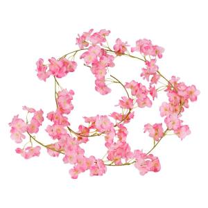 Artificial Cherry Blossom Wall Hanging Rattan Fake Flower Rattan Air Conditioning Pipe Indoor Ceiling Wedding Celebration Decoration Plastic Vine Plant