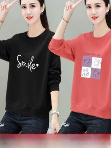 เสื้อฮู้ดคอตุ้มแขนยาวหนาสำหรับผู้หญิงสีแดง ทรงหลวม ระบายอากาศได้ดี สวมใส่สบาย สำหรับฤดูใบไม้ร่วงและฤดูหนาว