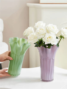 Large Size Glass Flower Vase Simple Style Home Decoration Dry Flower Hydroponics Fresh Flower Macaron Flower Pot Living Room Table Decor