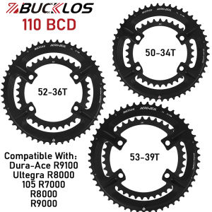 BUCKLOS Road Bike Chainring For R7000 R8000 R9000 110BCD Chainring Road Folding Bicycle Chainwheel 50-34T 52-36T 53-39T