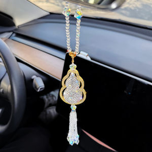 2025 New Diamond Embedded Gourd Car Pendant Womens Style Rearview Mirror Decoration Lucky Charm Vehicle Hanging Ornament