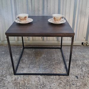 สินค้ามีประกัน |โต๊ะกลางโซฟา โต๊ะกาแฟ งานไม้แท้ ทำจากเหล็กสไตล์ลอฟท์&มินิมอล ขนาด 50x50x40 เคลือบ PU กันน้ำ