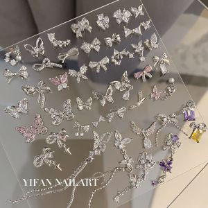 Yifannail High Color Retention ~ Color Zirconium Butterfly Pendant Trim Pile Rhinestone Bows Nail Ornament N52