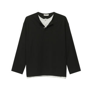 Onelyc1ns Long Sleeve Loose Fit Mens T-shirt Trendy Versatile Spring Autumn Basic round Neck Solid Color Top for Youth