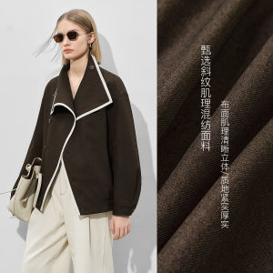 Barnfit French Vintage Color Block Large Collar Jacket Womens Autumn New Style Elegance Top Polyester Fiber Long Sleeve Coat