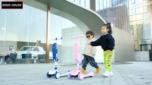 Xe trượt scooter 3 bánh phát sáng Xe trượt scooter chòi chân có ghế có tay cầm cho bé có ghế có tay đẩy.