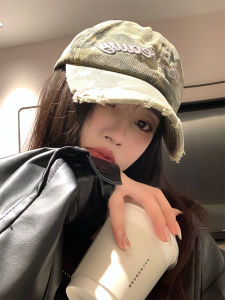 หมวกเบสบอลปักลายพรางสไตล์เกาหลีสำหรับผู้หญิง ฤดูใบไม้ร่วง/ฤดูหนาว หมวกทรงปากเป็ดนิ่ม ขนาดใหญ่ หน้ากว้าง ทรงสี่เหลี่ยม หมวกแฟชั่น