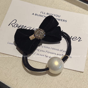 ยางรัดผมรูปผีเสื้อผ้าฝ้ายสีดำหรูหราสำหรับผู้หญิง ยางรัดผมหางม้าสไตล์เกาหลี ยางรัดผมทรงกลมอเนกประสงค์