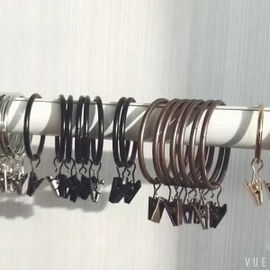 Set 10 móc tròn  kẹp treo tranh  treo rèm  treo vải(35-6.3cm) kèm kẹp treo rèm cửa bằng thép không gỉ-HAUSE