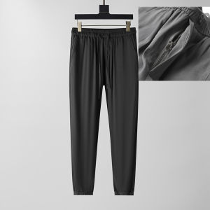 Cool Silky Tencel Cuprammonuium Pants Mens Summer Thin Loose Drawstring Elastic Waist Men Casual Pants