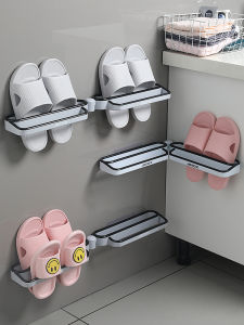 Bathroom Slipper Rack Wall Mounted Shoe Storage Organizer Plastic Foldable Shelf No Drilling Required Toilet Space Saver