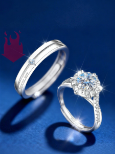 East Beauty | Hand Bouquet Couple Rings Silver Moissanite
