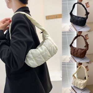 PETIBAG Women Cotton Padded Winter Quilted Tote Bag Puffy Handbag Plaid Shoulder Bags Underarm Bags