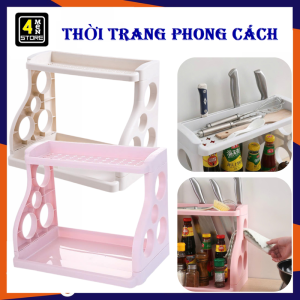 Kệ Đựng Gia Vị 2 Tầng Kèm Cài Dao Bằng Nhựa Cao Cấp - Kệ Đựng Đồ Dùng Nhà Bếp Tiết Kiệm Không Gian - Kệ Nhựa 2 Tầng Đa Năng Siêu Xinh  Giá Để Đồ  Kệ Mỹ Phẩm
