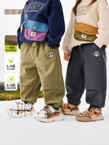 Baby Boys Winter Workwear Trousers Integrated Fleece Childrens Long Pants Clothing Girls One-Piece Velvet Clothes