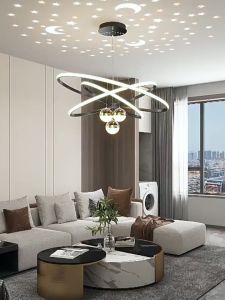 New living room lamp LED restaurant chandelier high ceiling bedroom lamp ring high ceiling light 30
