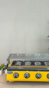 เตาปิ้งย่างใช้แก๊สไร้ควัน 6 หัวอินฟาเรด เตาปิ้ง เตาแก๊สประหยัดพลังงาน แรงดัน 2800P ขนาด 34*40*20 ซม. พร้อมวาล์วควบคุมลมแบบปากแตร