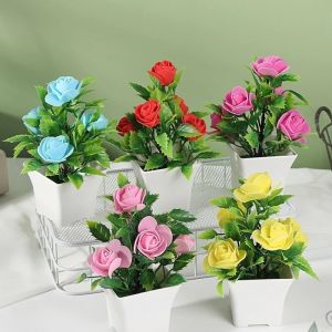 5 Head Artificial Rose flowers Potted Fake flower Silk flower Artificial flower Bouquets Home decor