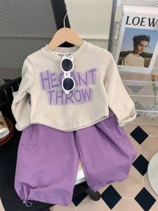 Bộ Quần Áo Hai Mảnh Cho Bé Gái Áo Hoodie Quần Công Sở Mùa Xuân Mùa Thu Phong Cách Mới Cho Trẻ Em Đa Năng Quần Áo Hàn Quốc