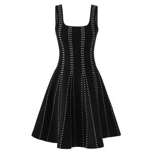 Váy Liền Thân Mùa Hè Màu Đen Họa Tiết Jacquard Không Tay Dành Cho Nữ Kiểu Dây Chéo Phong Cách Đường Phố Mini Có Túi Kiểu Dáng Đi Biển