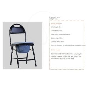 【COD】  Potty Chair Foldable Toilet Commode Medical Chair Old Folks Adult Pregnant Women Elderly Stool Chair With Backrest Portable (Black) Kerusi Tandas Old Man Adult Pregnant Woman patient toilet chair Foldable Mobile toilet Chair