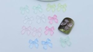 50Pcs Phụ Kiện Trang Trí Móng Tay Hình Nơ Xinh Xắn/Hình Dán Móng Tay 3D DIY
