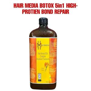 HAIR MEDIA BOTOX 5in1 HIGH-PROTIEN BOND 1000ML REPAIR UPTO 80 PERCENT STRAIGHT.
