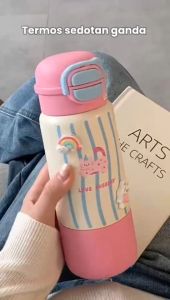 Eatkit Tumbler Stainless Steel 500ml Termos Vacum Botol Minum Dengan Sedotan Tahan Panas & Dingin