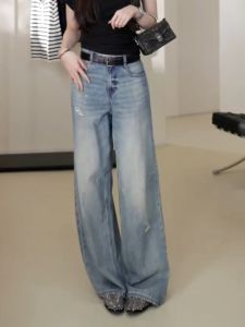 MANMI | Versatile Stylish Plus Size Slim Fit Wide Leg Straight Cut High Street Denim Pants