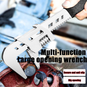 1Pc 10/12/15 inch Multifunction Large Open Pipe Pliers and Adjustable Wrench Motor Wrench Maximum Mouth Opening 112 mmSilvery