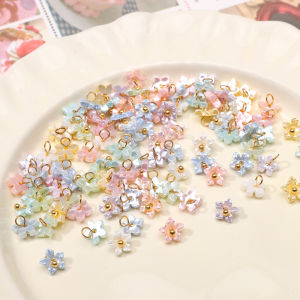 7mm Colorful Mini Resin Flower Charms 10Pcs Floral Decor Parts for DIY Sewing Fabric Ornament & Handmade Accessories