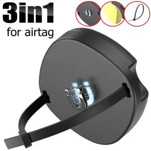 Ốp Bảo Vệ Từ Tính Airtag Màu Đen Kèm Giá Đỡ Dây Buộc Cho Thiết Bị Định Vị Xe Hơi Xe Đạp