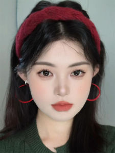 New 2025 Autumn Winter Red Twisted Braid Wool Hairband High Hairline Face Wash Hair Clip New Year Headwear Korean Style Fashion Accessories