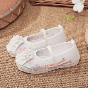 Giày Trẻ Em Thêu Thủ Công Giày Học Sinh Giày Khiêu Vũ Giày Trẻ Em Phong Cách Dân Tộc Giày Trẻ Em Họa Tiết Hoa Cotton Mùa Xuân Thu