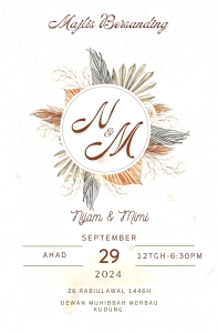 Kad Kahwin Design 28 | Digital | Aqiqah | Pertunangan | Hari Lahir | Lain-lain | Warna Putih Peach