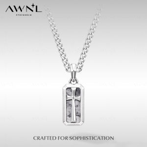 Pablo Picasso Stone S925 Silver Cross Pendant Necklace