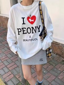 เสื้อแจ็คเก็ตผู้หญิงแขนยาวพิมพ์ลายตัวอักษรรูปสุนัขรูปหัวใจ SLND ฤดูใบไม้ผลิและฤดูใบไม้ร่วง 2025 ดีไซน์ใหม่ เสื้อเชิ้ตแขนยาว