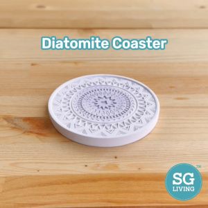 "High Quality Engraved Diatomite Coaster - Water Absorbent & Quick Dry | SG Ready Stock | Protects Tabletops from Watermarks"