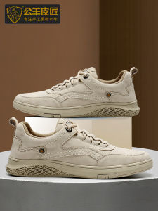 Sheepskin Maker Matte Mens Shoes Genuine Leather Casual Retro Anti-slip Sports Leisure Shoes round Toe Low Heel Rubber Outsole