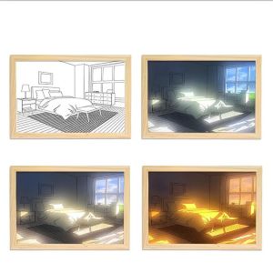 LED New Pattern Light Deco Painting USB Plug-In Model Wall Artwork Indoor Sunlight Window Wooden Photo Frame Decorative lamp