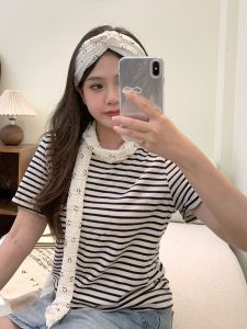 Khăn Choàng Dài Sọc Chữ Z Mỏng Phong Cách Hàn Quốc Retro Harajuku Smiley Face Chụp Ảnh Trang Trí Phụ Kiện Mùa Hè Cho Nữ