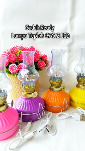 Lampu Teplok 2 LED Bateray Charge 2000 mAH Retro Jadul Plastik