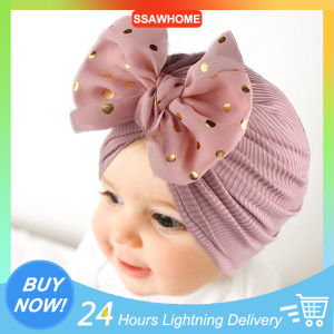 Baby Hat Charming Elastic Fabric Bowknot Design Ins European And American Fashion New Threaded Baby Headwear Childrens Bow Toe Cap Baby Infant Cap For Baby Shower